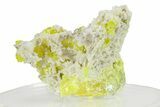Striking Sulfur Crystals on Fluorescent Aragonite - Italy #282575-1